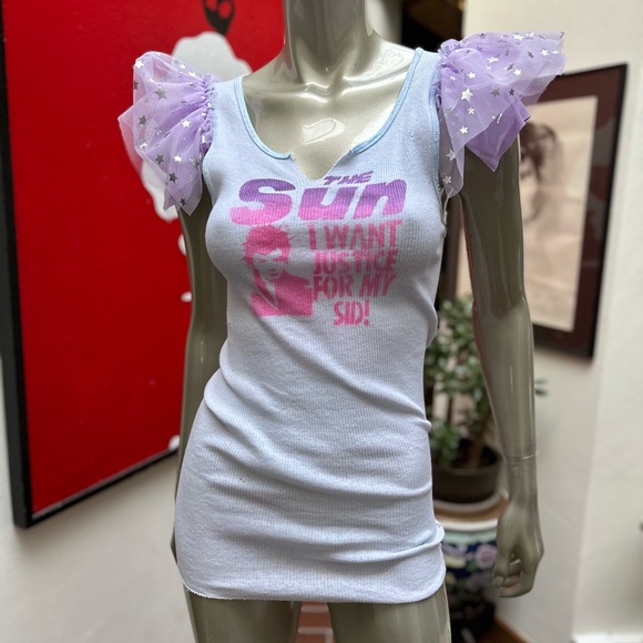 SID VICOUS I want Justice for my Sid! Punk rock graffiti distressed Tank top M - Picture 5 of 15